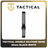 Original Γνήσιο Tactical 702 Double Silicone Band 20mm Smartwatch Bracelet Strap Λουράκι Ζώνη Σιλικόνης Για Ρολόι Black White Μαύρο Άσπρο
