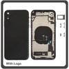 OEM HQ Apple Iphone XR, IphoneXR (A2105 A1984 A2107 A2108 A2106) Back Battery Cover- Housing Καπάκι Μπαταρίας- Σασί + Πλαινά πλήκτρα Side Keys + Θήκη Κάρτας Sim Holder Black (Grade AAA+++)