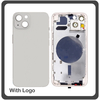 HQ OEM Συμβατό Για Apple iPhone 13, iPhone13 (A2633, A2482) EU Version Rear Back Battery Cover Middle Frame- Housing Πίσω Κάλυμμα Καπάκι Πλάτη Μπαταρίας - Σασί + Side Keys Πλαινά πλήκτρα  + Sim Tray Θήκη Κάρτας Starlight White Άσπρο (Grade AAA+++)