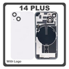 HQ OEM Συμβατό Με Apple iPhone 14 Plus, iPhone 14+ (A2886, A2632, A2885) Rear Back Battery Cover Πίσω Κάλυμμα Καπάκι Πλάτη Μπαταρίας + Metal Plate + Camera Lens Τζαμάκι Κάμερας + Magsafe + NFC Starlight Άσπρο (Premium A+)