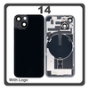 HQ OEM Συμβατό Με Apple iPhone 14, iPhone14 (A2882, A2649) Rear Back Battery Cover Πίσω Κάλυμμα Καπάκι Πλάτη Μπαταρίας + Metal Plate + Camera Lens Τζαμάκι Κάμερας + Magsafe + NFC Midnight Black Μαύρο (Premium A+)
