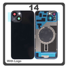 HQ OEM Συμβατό Με Apple iPhone 14, iPhone14 (A2882, A2649) Rear Back Battery Cover Πίσω Κάλυμμα Καπάκι Πλάτη Μπαταρίας + Metal Plate + Camera Lens Τζαμάκι Κάμερας + Magsafe Midnight Black Μαύρο (Premium A+)