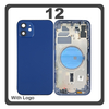 HQ OEM Συμβατό Με Apple iPhone 12 (A2403, A2172) Rear Back Battery Cover Middle Frame- Housing Πίσω Κάλυμμα Καπάκι Πλάτη Μπαταρίας - Σασί + Side Keys Πλαϊνά πλήκτρα  + Sim Tray Θήκη Κάρτας + Magsafe Blue Μπλε (Premium A+)