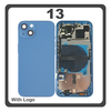 HQ OEM Συμβατό Με Apple iPhone 13, iPhone13 (A2633, A2482) Rear Back Battery Cover Middle Frame- Housing Πίσω Κάλυμμα Καπάκι Πλάτη Μπαταρίας + Power Button + Volume Button Flex Cable + Sim Card Tray + Flashlight Flex + NFC Blue Μπλε (Premium A+)