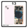 HQ OEM Συμβατό Με Apple iPhone 13, iPhone13 (A2633, A2482) Rear Back Battery Cover Middle Frame- Housing Πίσω Κάλυμμα Καπάκι Πλάτη Μπαταρίας + Power Button + Volume Button Flex Cable + Sim Card Tray + Flashlight Flex + NFC Pink Ροζ (Premium A+)