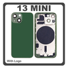 HQ OEM Συμβατό Για Apple iPhone 13 Mini (A2628, A2481) EU Version Rear Back Battery Cover Middle Frame- Housing Πίσω Κάλυμμα Καπάκι Πλάτη Μπαταρίας - Σασί + Side Keys Πλαινά πλήκτρα  + Sim Tray Θήκη Κάρτας Green Πράσινο (Premium A+)