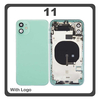 HQ OEM Συμβατό Με Apple iPhone 11 (A2221, A2111) Rear Back Battery Cover Middle Frame- Housing Πίσω Κάλυμμα Καπάκι Πλάτη Μπαταρίας + Power Button + Volume Button Flex Cable + Sim Card Tray + Flashlight Flex + NFC Green Πράσινο (Premium A+)