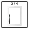 iPad 3 Wi-Fi (A1416), iPad 3 Wi-Fi + Cellular(A1430), iPad 4 Wi-Fi (A1458), iPad 4 Wi-Fi + Cellular (A1459) Touch Screen DIgitizer Μηχανισμός Αφής Τζάμι + Fingerprint White Άσπρο (Ref By Apple)