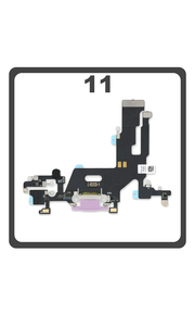 Γνήσια Original For iPhone 11, iPhone11 (A2221, A2111), Charging Dock Connector Lightning Flex With Board Καλωδιοταινία Κονέκτορας Φόρτισης + Microphone Μικρόφωνο Purple Μωβ Pulled