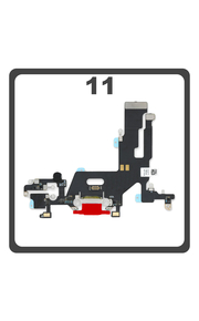 Γνήσια Original For iPhone 11, iPhone11 (A2221, A2111), Charging Dock Connector Lightning Flex With Board Καλωδιοταινία Κονέκτορας Φόρτισης + Microphone Μικρόφωνο Red Κόκκινο Pulled