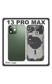 HQ OEM Συμβατό Με Apple iPhone 13 Pro Max (A2643, A2484) Rear Back Battery Cover Middle Frame- Housing Πίσω Κάλυμμα Καπάκι Πλάτη Μπαταρίας + Power Button + Volume Button Flex Cable + Sim Card Tray + Flashlight Flex + NFC Green Πράσινο (Premium A+)
