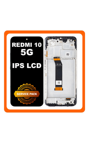 Γνήσια Original Xiaomi Redmi 10 5G (22041219G, 22041219NY) IPS LCD Display Screen Assembly Οθόνη + Touch Screen Digitizer Μηχανισμός Αφής + Frame Bezel Πλαίσιο Σασί Graphite Gray Μαύρο 5600080L1900 (Service Pack By Xiaomi)