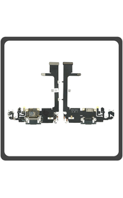 Original For Γνήσιο Για​ iPhone 11 Pro (A2215, A2160) Charging Dock Connector Lightning Flex With Board Καλωδιοταινία Κονέκτορας Φόρτισης + Microphone Μικρόφωνο Dark Green Πράσινο (Pulled)