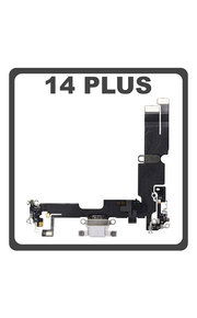 Original For Γνήσιο Για iPhone 14 Plus (A2886, A2632) Lightning USB Charging Dock Connector Lightning Flex Καλωδιοταινία Κονέκτορας Φόρτισης + Microphone Μικρόφωνο Midnight White Άσπρο (Pulled)