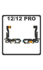 Γνήσια Original For Apple iPhone 12 (A2403, A2172) iPhone 12 Pro (A2407, A2341 ) Charging Dock Connector Lightning Flex Καλωδιοταινία Κονέκτορας Φόρτισης + Microphone Μικρόφωνο White Άσπρο (Pulled)