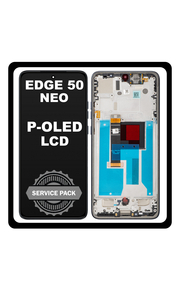 Γνήσια Original Motorola Moto Edge 50 Neo (XT2409-1) P-OLED LCD Display Screen Assembly Οθόνη + Touch Screen Digitizer Μηχανισμός Αφής + Frame Bezel Πλαίσιο Σασί Black Μαύρο 5D68C28368 (Service Pack By Motorola)