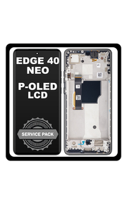 Γνήσια Original Motorola Moto Edge 40 Neo (XT2307-1) P-OLED LCD Display Screen Assembly Οθόνη + Touch Screen Digitizer Μηχανισμός Αφής + Frame Bezel Πλαίσιο Σασί Black Μαύρο 5D68C23158 (Service Pack By Motorola)