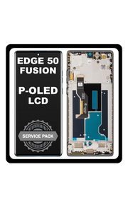 Γνήσια Original Motorola Moto Edge 50 Fusion (XT2429-1) P-OLED LCD Display Screen Assembly Οθόνη + Touch Screen Digitizer Μηχανισμός Αφής + Frame Bezel Πλαίσιο Σασί Blue Μπλε 5D68C24635 (Service Pack By Motorola)