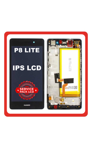 Γνήσια Original Huawei P8 Lite (ALE-L21) Οθόνη LCD Screen + Touch Screen Digitizer Μηχανισμός Αφής + Frame Bezel Πλαίσιο Σασί + Battery Μπαταρία Black Μαύρο 02350KCC