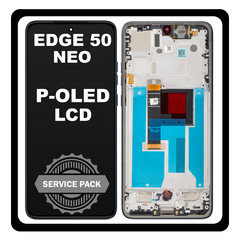 Γνήσια Original Motorola Moto Edge 50 Neo (XT2409-1) P-OLED LCD Display Screen Assembly Οθόνη + Touch Screen Digitizer Μηχανισμός Αφής + Frame Bezel Πλαίσιο Σασί Black Μαύρο 5D68C28368 (Service Pack By Motorola)