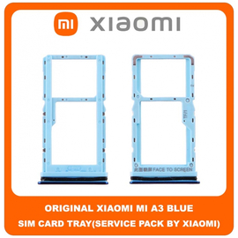 Original Γνήσιο Xiaomi Mi A3 MiA3 (M1906F9SH, M1906F9SI) SIM Tray Cover Assy + Micro SD Tray Slot Υποδοχέας Βάση Θήκη Κάρτας SIM Κάλυμμα Blue Μπλε (Service Pack By Xiaomi)