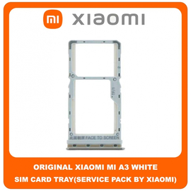 Original Γνήσιο Xiaomi Mi A3 MiA3 (M1906F9SH, M1906F9SI) SIM Tray Cover Assy + Micro SD Tray Slot Υποδοχέας Βάση Θήκη Κάρτας SIM Κάλυμμα White Άσπρο (Service Pack By Xiaomi)