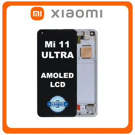 Γνήσια Original Xiaomi Mi 11 Ultra, Mi 11Ultra (M2102K1G, M2102K1C) AMOLED LCD Display Screen Assembly Οθόνη + Touch Screen Digitizer Μηχανισμός Αφής + Frame Bezel Πλαίσιο Σασί Ceramic White Άσπρο 56000400K100 (Service Pack By Xiaomi)