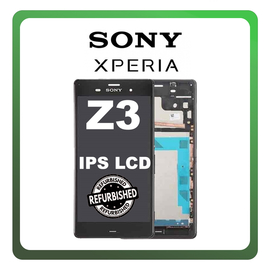 New Refurbished Sony Xperia Z3 (D6603, D6653) IPS LCD Display Screen Assembly Dual Sim Οθόνη + Touch Screen Digitizer Μηχανισμός Αφής + Frame Bezel Πλαίσιο Σασί Black Μαύρο
