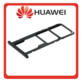 HQ OEM Συμβατό Με Huawei Y5 (2019) (AMN-LX9, AMN-LX1) SIM Card Tray + Micro SD Tray Υποδοχέας Βάση Θήκη Κάρτας SIM Modern Black Μαύρο (Premium A+​)