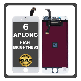 HQ OEM Συμβατό Με Apple iPhone 6, iPhone6 (A1549, A1586) APLONG High Brightness LCD Display Screen Assembly Οθόνη + Touch Screen Digitizer Μηχανισμός Αφής White Άσπρο (Premium A+) (Lifetime Warranty Για Συνεργάτες B2B​)