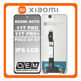 HQ OEM Σμυβατό Xiaomi Redmi Note 11T Pro (22041216C) / Redmi Note 11T Pro Plus (22041216UC) / Poco X4 GT (22041216G) IPS LCD Display Screen Assembly Οθόνη + Touch Screen Digitizer Μηχανισμός Αφής Black Μαύρο (Premium A+)