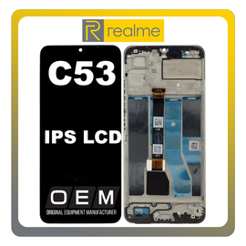 HQ OEM Συμβατό Με Realme C53 (RMX3760) IPS LCD Display Screen Assembly Οθόνη + Touch Screen Digitizer Μηχανισμός Αφής + Frame Bezel Πλαίσιο Σασί Black Μαύρο (Premium A+)