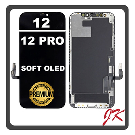 HQ OEM Συμβατό Με Apple iPhone 12(A2403, A2172) / iPhone 12 Pro (A2407, A2341) JK SOFT OLED LCD Display Screen Assembly Οθόνη + Touch Screen Digitizer Μηχανισμός Αφής Black Μαύρο (Premium A+)