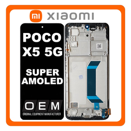 HQ OEM Συμβατό Με Xiaomi Poco X5 5G (22111317PG, 22111317PI) Super AMOLED LCD Display Screen Assembly Οθόνη + Touch Screen Digitizer Μηχανισμός Αφής + Frame Bezel Πλαίσιο Σασί Black Μαύρο (Premium A+)