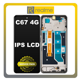 Γνήσια Original Realme C67 4G (RMX3890) IPS LCD Display Screen Assembly Οθόνη + Touch Screen Digitizer Μηχανισμός Αφής + Frame Bezel Πλαίσιο Σασί Black Rock Μαύρο 621029000120 (Service Pack By Realme)