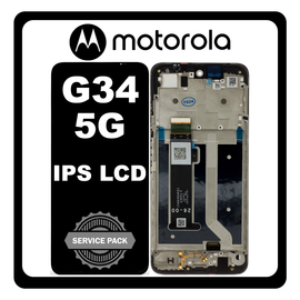 Γνήσια Original Motorola Moto G34 5G (XT2363-2) IPS LCD Display Screen Assembly Οθόνη + Touch Screen Digitizer Μηχανισμός Αφής + Frame Bezel Πλαίσιο Σασί Charcoal Black Μαύρο 5D68C23723 (Service Pack By Motorola)