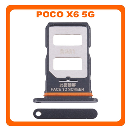 Γνήσια Original Xiaomi Poco X6 5G (23122PCD1G, 23122PCD1I) SIM Card Tray Υποδοχέας Βάση Θήκη Κάρτας SIM Black Μαύρο (Service Pack By Xiaomi)