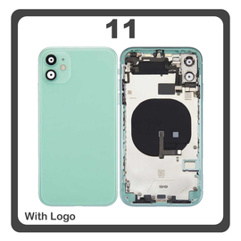 HQ OEM Συμβατό Με Apple iPhone 11 (A2221, A2111) Rear Back Battery Cover Middle Frame- Housing Πίσω Κάλυμμα Καπάκι Πλάτη Μπαταρίας + Power Button + Volume Button Flex Cable + Sim Card Tray + Flashlight Flex + NFC Green Πράσινο (Premium A+)