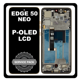 Γνήσια Original Motorola Moto Edge 50 Neo (XT2409-1) P-OLED LCD Display Screen Assembly Οθόνη + Touch Screen Digitizer Μηχανισμός Αφής + Frame Bezel Πλαίσιο Σασί Latte Χρυσό 5D68C28685 (Service Pack By Motorola)