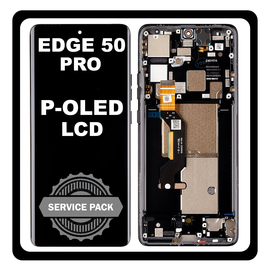 Γνήσια Original Motorola Moto Edge 50 Pro 5G (XT2403-2) P-OLED LCD Display Screen Assembly Οθόνη + Touch Screen Digitizer Μηχανισμός Αφής + Frame Bezel Πλαίσιο Σασί Black Beauty Μαύρο 5D68C24322 (Service Pack By Motorola)
