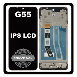 Γνήσια Original Motorola Moto G55 (XT2435-2) IPS LCD Display Screen Assembly Οθόνη + Touch Screen Digitizer Μηχανισμός Αφής + Frame Bezel Πλαίσιο Σασί Black Μαύρο 5D68C28432 (Service Pack By Motorola)