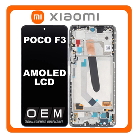 HQ OEM Συμβατό Με Xiaomi Poco F3 5G (M2012K11AG) AMOLED LCD Display Screen Assembly Οθόνη + Touch Screen Digitizer Μηχανισμός Αφής + Frame Bezel Πλαίσιο Σασί Night Black Μαύρο (Premium A+)
