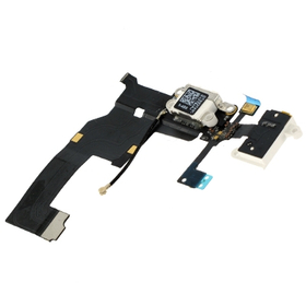 Original Iphone 5 Dock Charge Connector flex and Headphone Jack White Καλωδιοταινία φόρτισης & Υποδοχή Ακουστικών