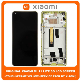 Γνήσιο Original Xiaomi Mi 11 Lite 4G (M2101K9AG), Mi 11 Lite 5G (M2101K9G), AMOLED LCD Display Assembly Screen Οθόνη + Touch Screen Digitizer Μηχανισμός Αφής + Frame Bezel Πλαίσιο Σασί Yellow Κίτρινο 56000J00K900 (Service Pack By Xiaomi)