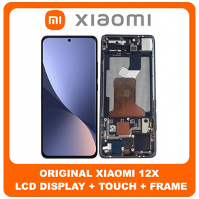 Γνήσια Original  Xiaomi 12X 5G (2112123AC,2112123AG) / 12S 5G (2206123SC) / 12 5G (2201123G,2201123C)​ AMOLED LCD Display Screen Assembly Οθόνη + Touch Screen Digitizer Μηχανισμός Αφής + Frame Bezel Πλαίσιο Σασί Black Μαύρο 5600030L3A00 (Service Pack By Xiaomi)