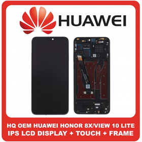 HQ OEM Συμβατό Για Huawei Honor 8X, Honor View 10 Lite (JSN-LX1, JSN-L21, JSN-L42) IPS LCD Display Screen Assembly Οθόνη + Touch Screen Digitizer Μηχανισμός Αφής + Frame Bezel Πλαίσιο Σασί  Black Μαύρο (Grade AAA+++)