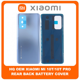 HQ OEM Συμβατό Για Xiaomi Mi 10T (M2007J3SY), Mi 10T Pro (M2007J3SG, M2007J3SP) Rear Back Battery Cover Πίσω Κάλυμμα Καπάκι Πλάτη Μπαταρίας Silver Ασημί (Grade AAA+++)