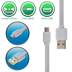 Καλώδιο Φόρτισης usb to Micro-b 20cm Πλακέ