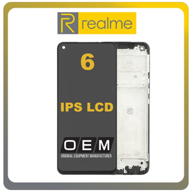 HQ OEM Συμβατό Για Realme 6, Realme6 (RMX2001) IPS LCD Display Screen Assembly Οθόνη + Touch Screen Digitizer Μηχανισμός Αφής + Frame Bezel Πλαίσιο Σασί Black Μαύρο (Grade AAA+++)