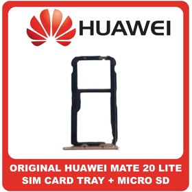 Γνήσια Original Huawei Mate 20 Lite, Mate 20Lite (SNE-L21 SNE-AL00, SNE-LX1) SIM Card Tray + Micro SD Tray Slot Υποδοχέας Βάση Θήκη Κάρτας SIM Platinum Gold Χρυσό 51661KAX (Service Pack By Huawei)